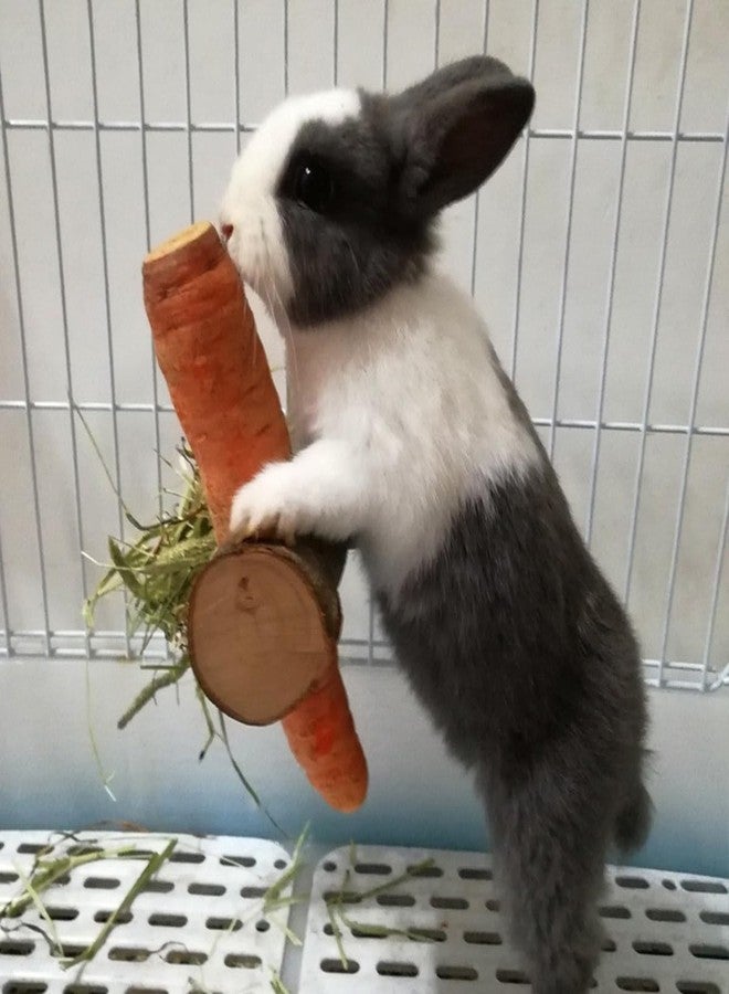 TANOMA Natural Apple Wood Rabbit Guinea Pig Hay Feeder, Bunny Carrot Holder, Cages Accessories for Chinchilla - Image 3